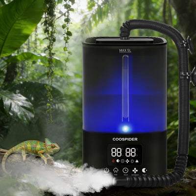 5L Reptile Fogger Humidifier, Automatic Humidifiers for Reptiles Tank, Terrarium Humidifiers with Timer and Humidity