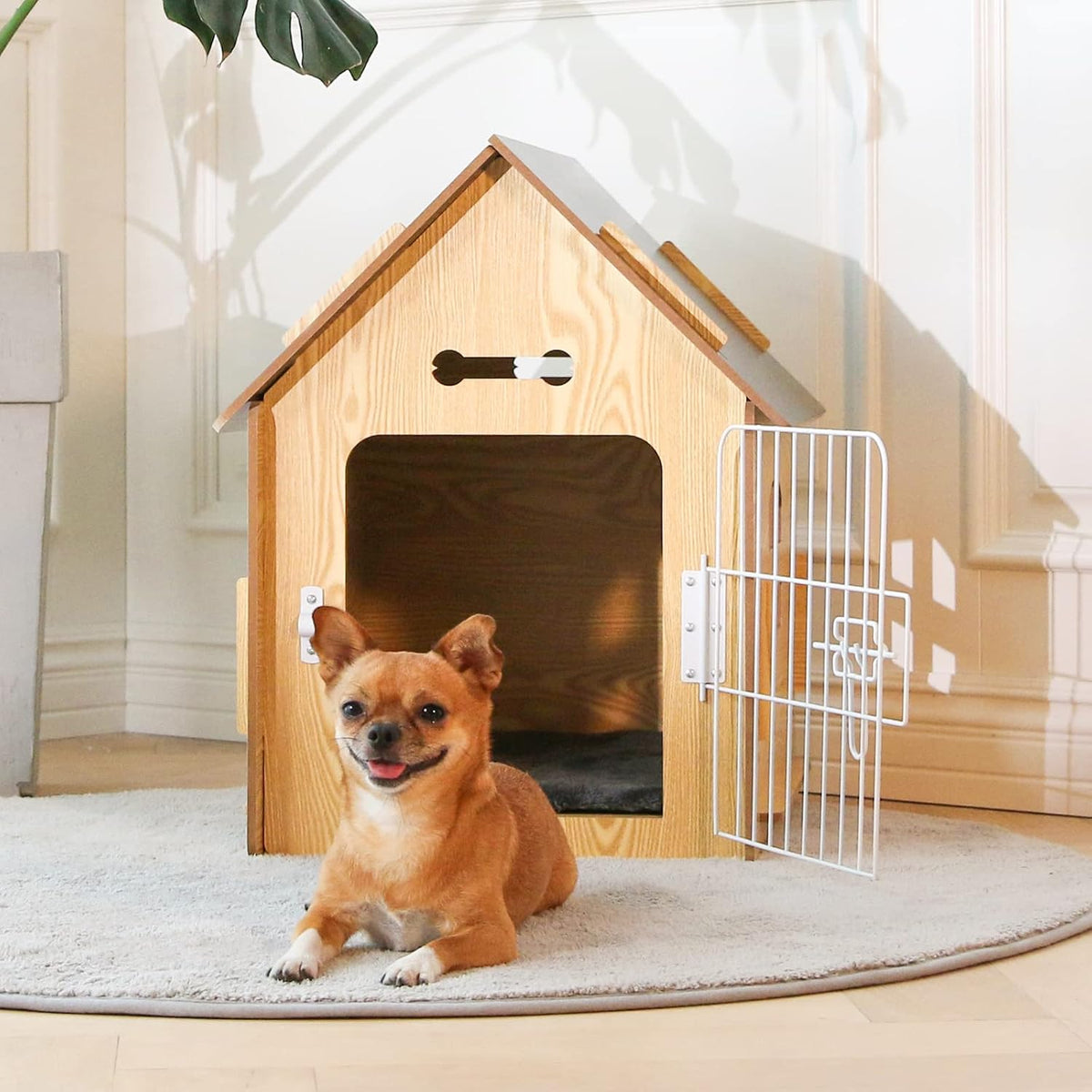 RYpetmia Indoor Dog House for Small Dogs & Cats, Wooden Pet House