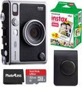 Instax Mini EVO Hybrid Black Instant Camera | Instax Mini Twin Pack Instant Film | 32GB microSD Card with Adapter |