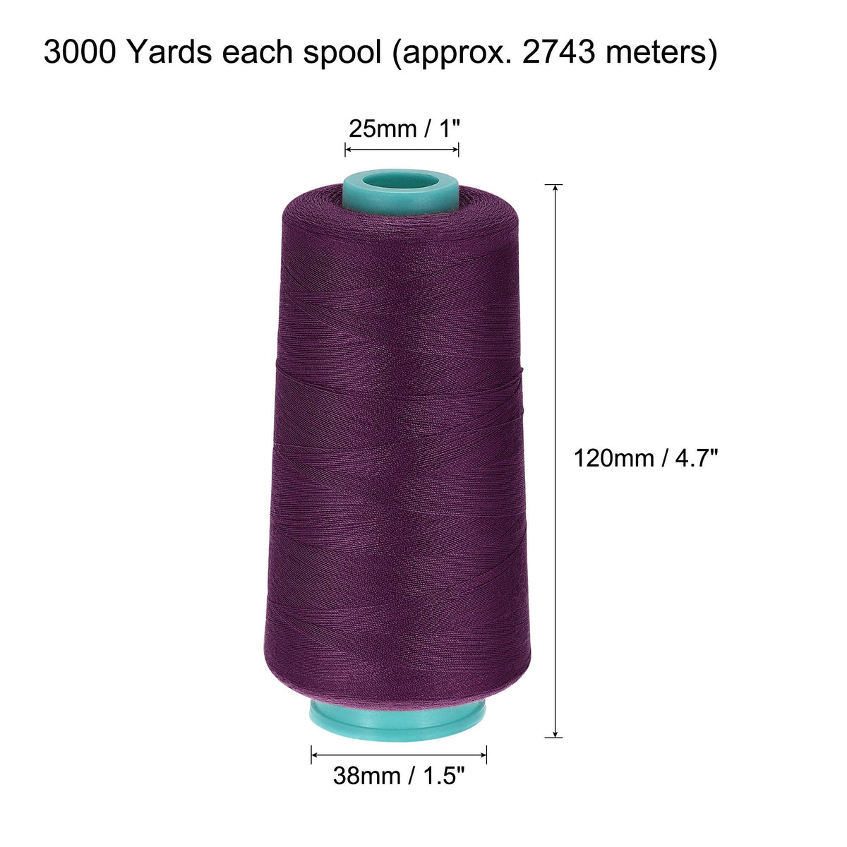 Polyester Thread 3000 Yards 40S/2 All-Purpose Thread for Manual and Machine Sewing, Plum