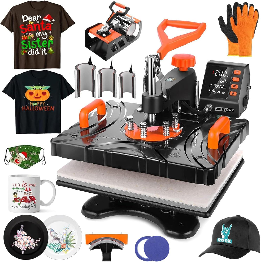 Upgraded Heat Press Machine 8 in 1 Combo,Digital Multifunction Shirt Press Machine for T Shirts12 X15 Sublimation