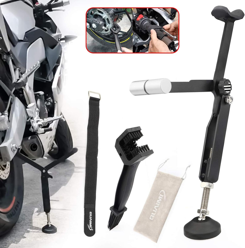 Motorcycle Rear Wheel Lift Stand Portable Paddock Stand Chain Cleaning Brush Tool Kit for Chain Cleaning & Chain