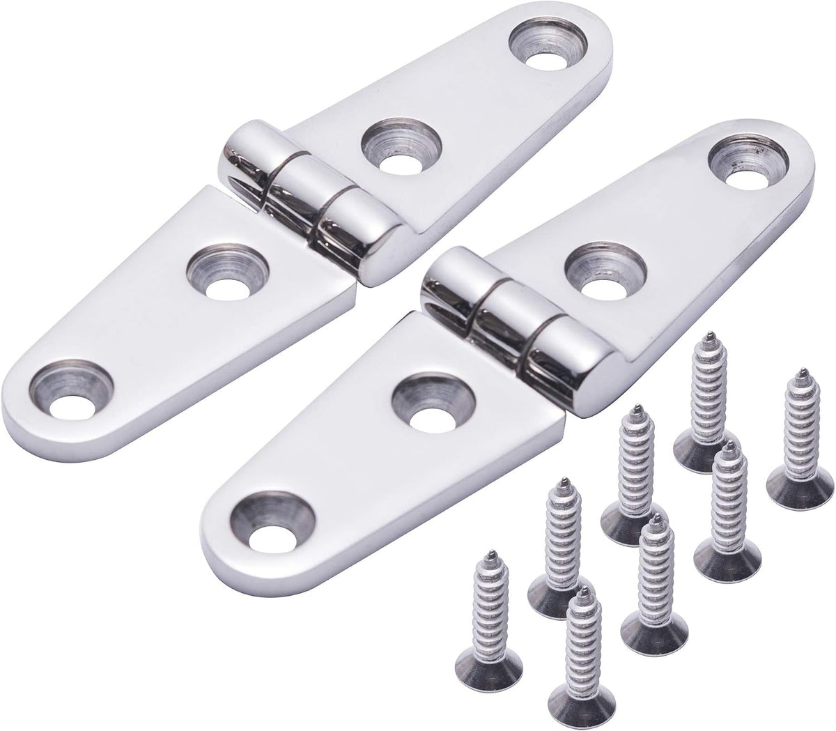 Boat Hatch Hinge 316 Stainless Steel,Casting Deck Cabinet Strap Hinges 4 Inch x 1 Inch,Used for Boats/Yachts/Doors/Windows,Pack of 2,Include Screws