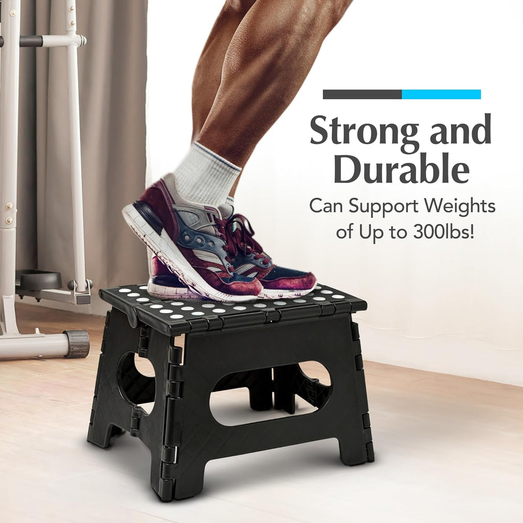 Folding Step Stool - Sturdy Enough Collapsible Stool to Support Adults - Opens Easy with One Flip - Great for