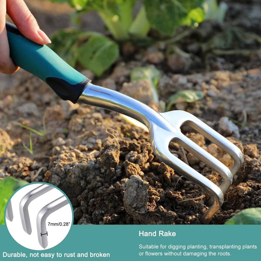 Garden Tools Set, 3 Piece Heavy Duty Gardening Tools Cast Aluminum with Soft Rubberized Non-Slip Handle, Durable