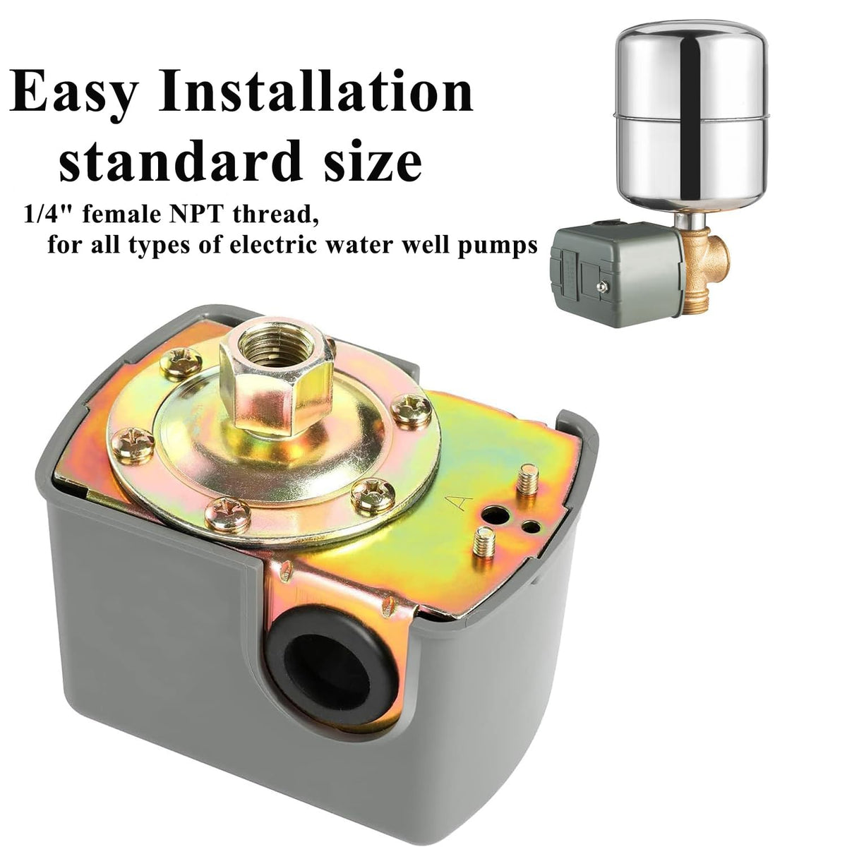 Pressure Switch for Well Pump, 40-60Psi Well Pressure Switch, 1/4" Female
