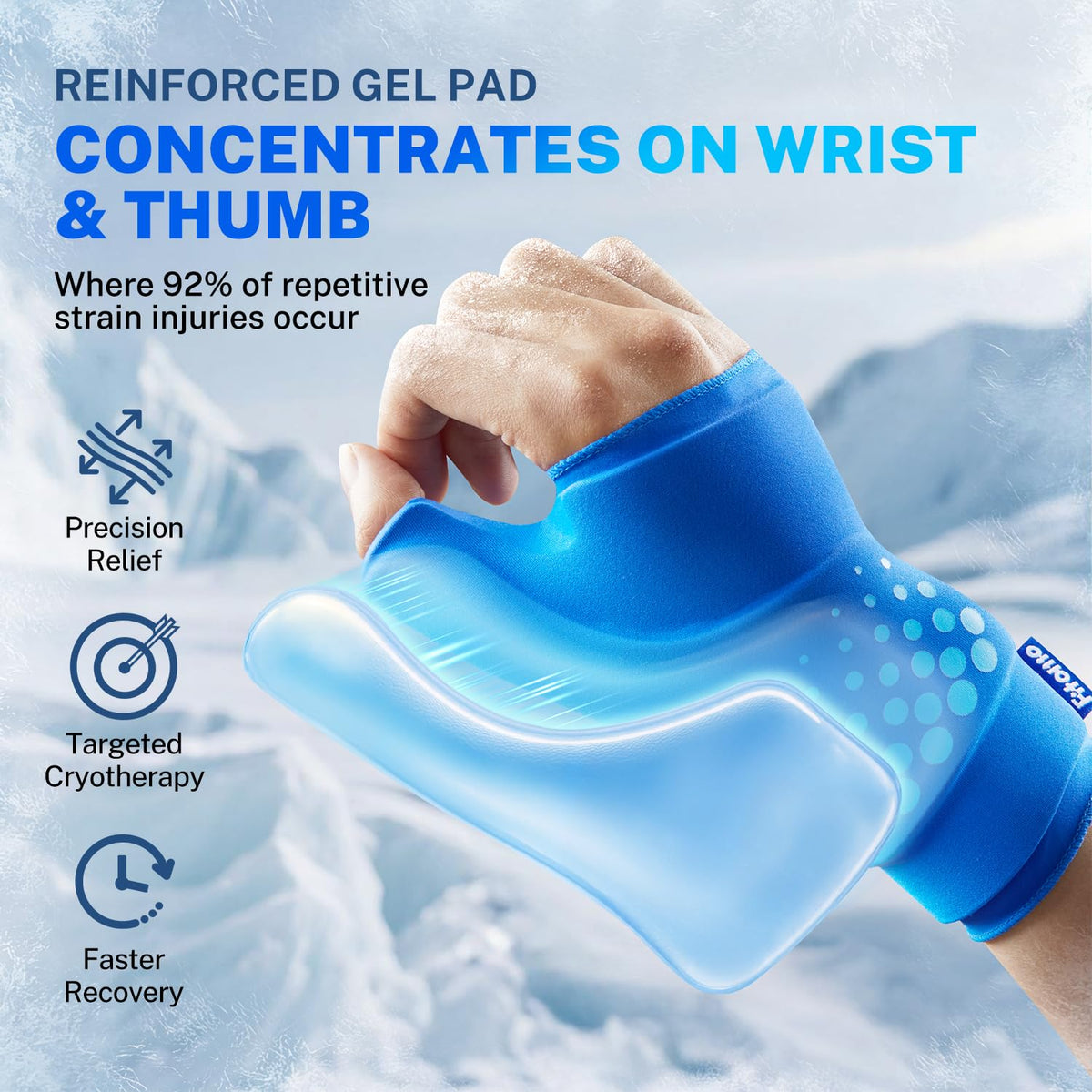 Thumb & Wrist Ice Pack Wrap, Long-Lasting Cold Compression for Pain Relief