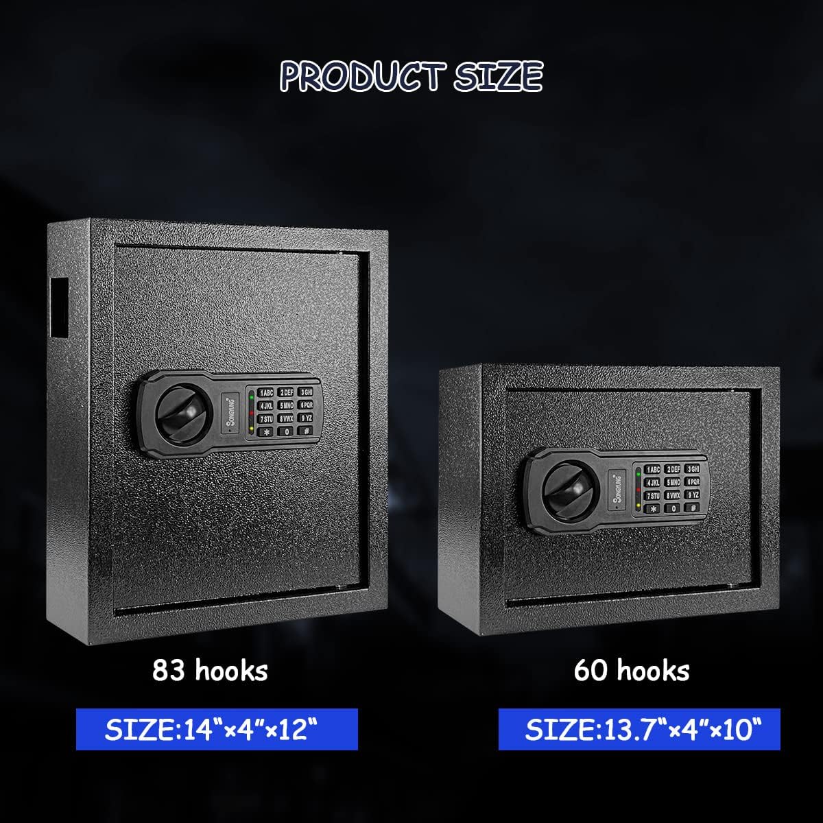 60 Keys Cabinet Wall Safe with Sensor Light and Emergency External Power Supply, Electronic Key Safe,Secure Wall