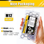 M12 Hex Nuts 28Pcs 304 Stainless Steel A2-70 Rustproof Metric