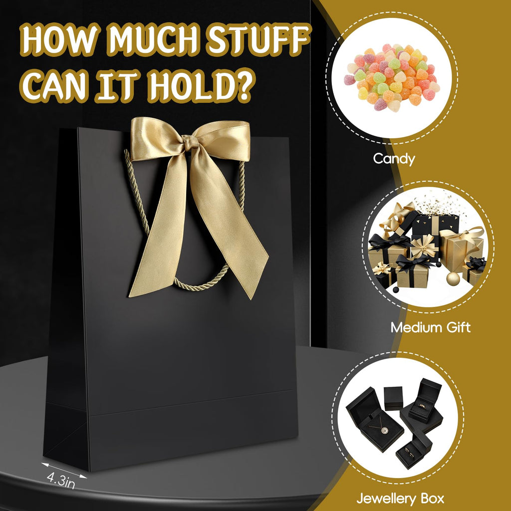 Medium Black Birthday Gift Bags with Tissue Paper & Handles 2-Pack