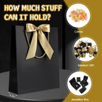 Medium Black Birthday Gift Bags with Tissue Paper & Handles 2-Pack