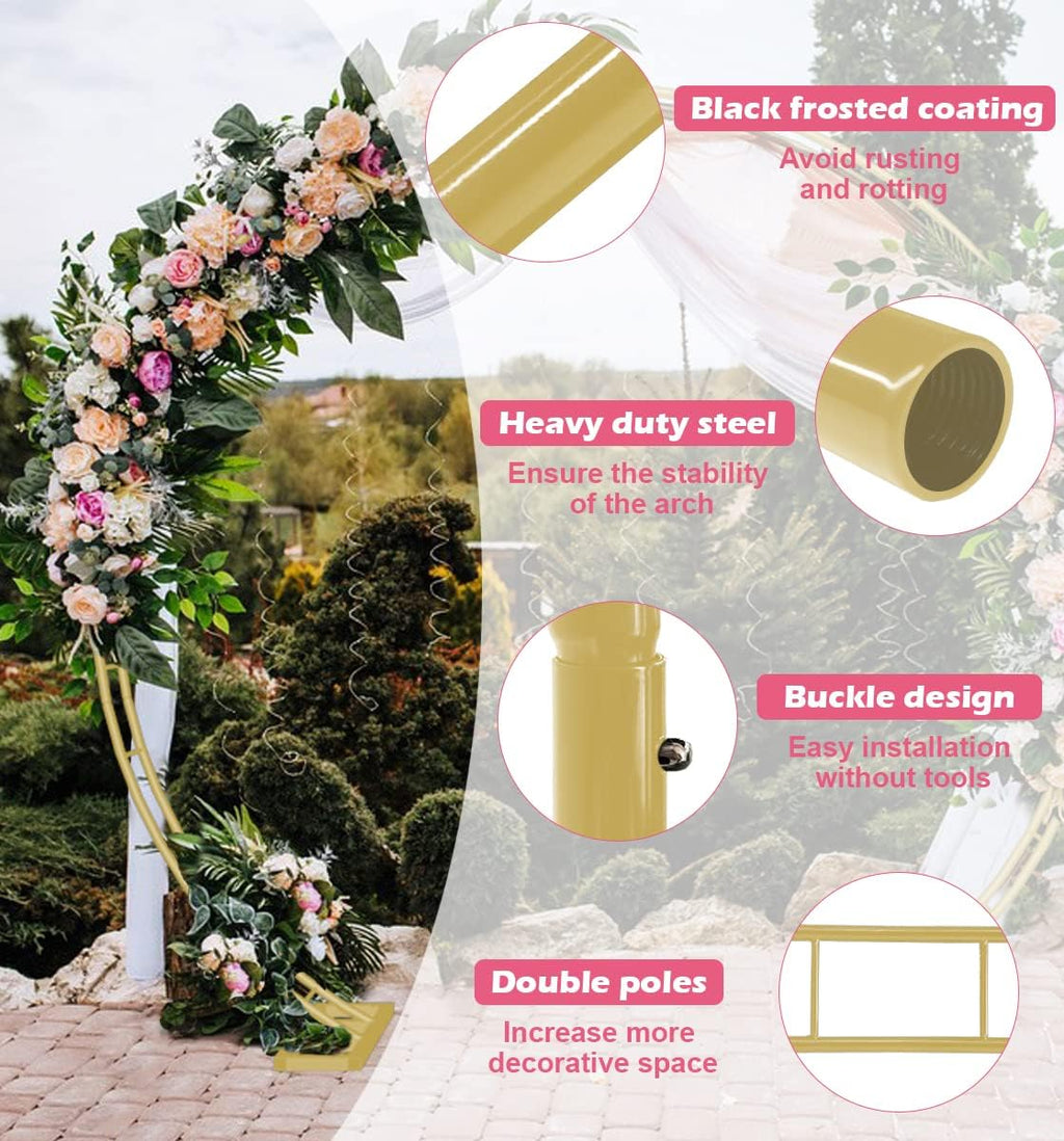 Extra Large Wedding Arch for Ceremony 8.5Ft Wide 7.4Ft High,Gold