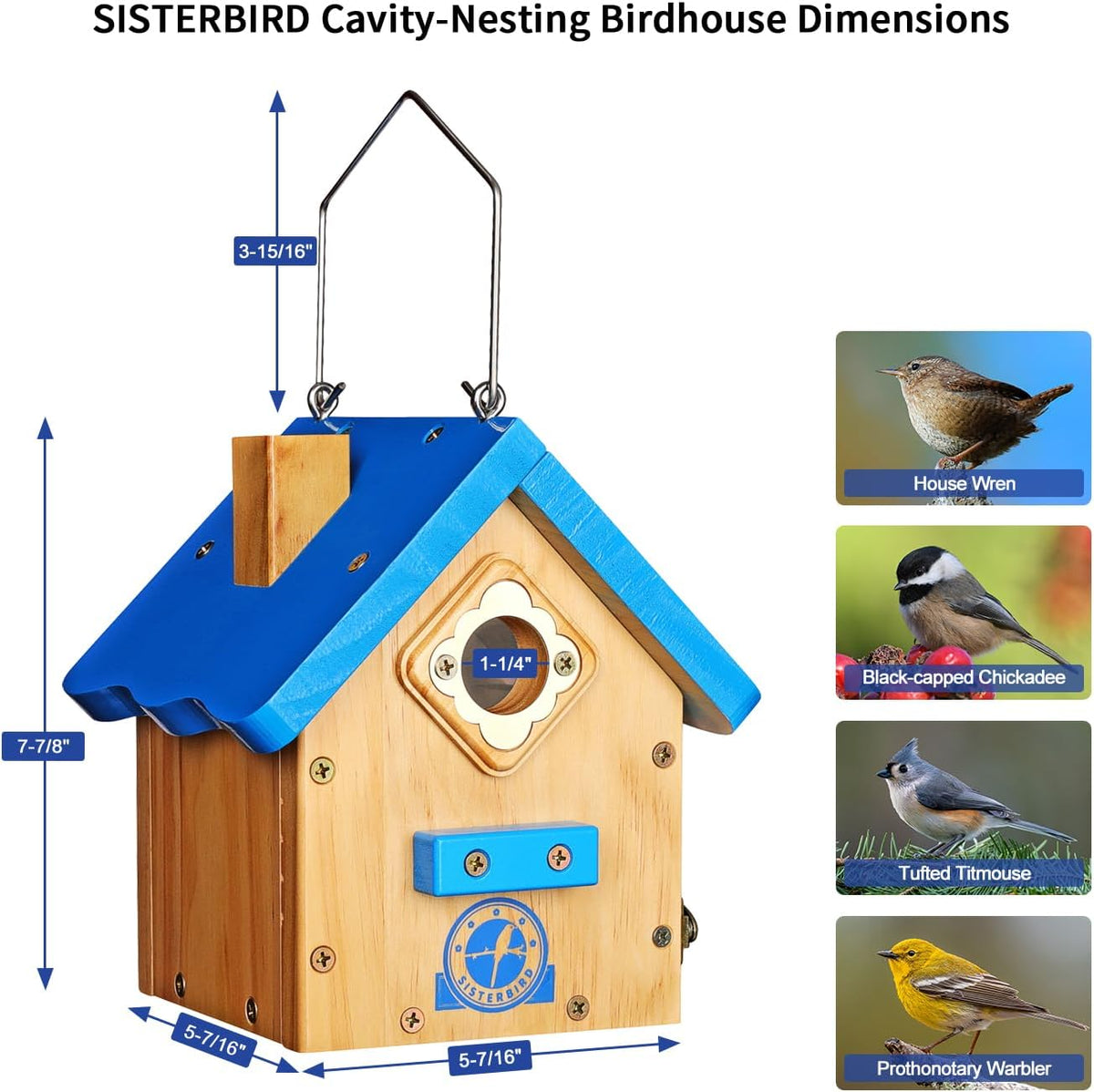 Birdhouses for Outdoors, Blue Hanging Wren House, Warming Gifts