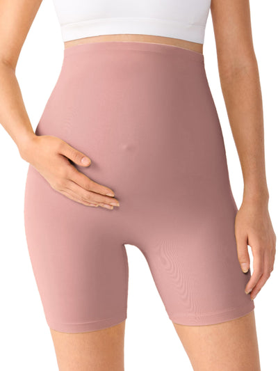 Seamless Maternity Biker Shorts 6" Peachskin Pink Small