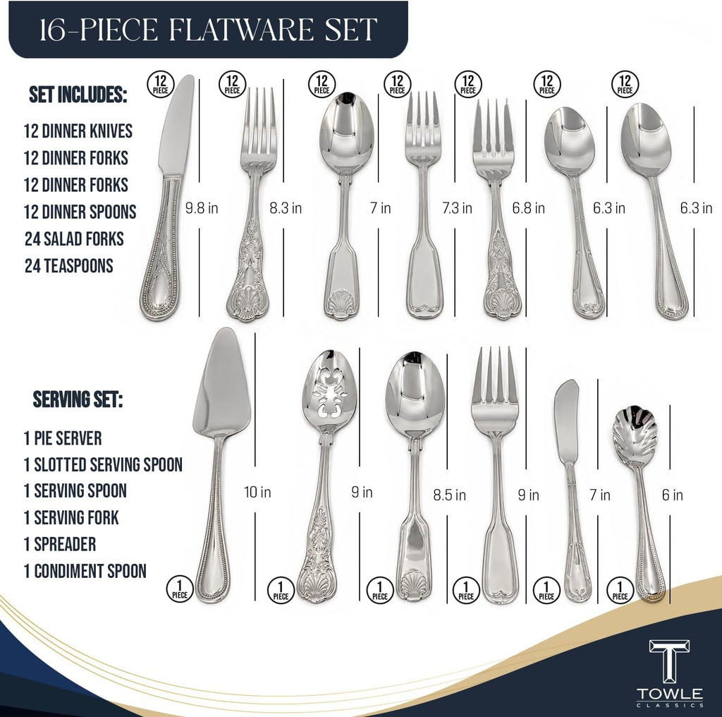 Hotel Flatware Silverware Set for 12-90 Piece 18/10 Stainless Steel Cutlery Set, Elegant Dinner Forks, Knives, Spoons