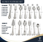 Hotel Flatware Silverware Set for 12-90 Piece 18/10 Stainless Steel Cutlery Set, Elegant Dinner Forks, Knives, Spoons