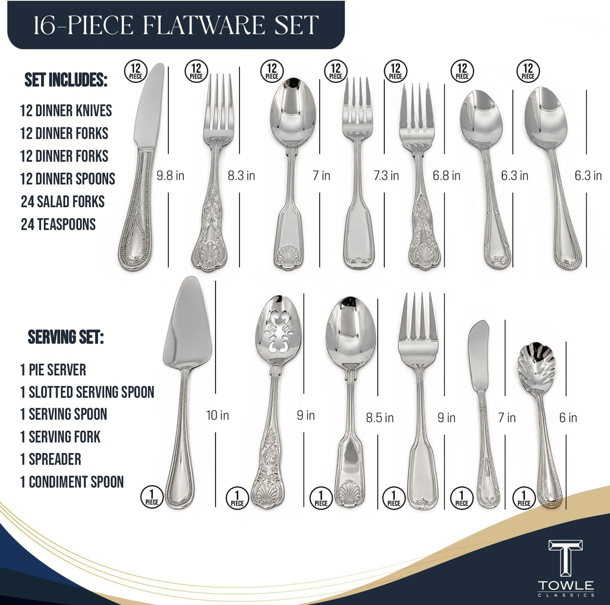 Hotel Flatware Silverware Set for 12-90 Piece 18/10 Stainless Steel Cutlery Set, Elegant Dinner Forks, Knives, Spoons