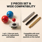 2Pcs 35mm Joystick Ball Top ABS Metal Threaded Knob Replacement Arcade Game Controller Sticks Handle Rocker Round