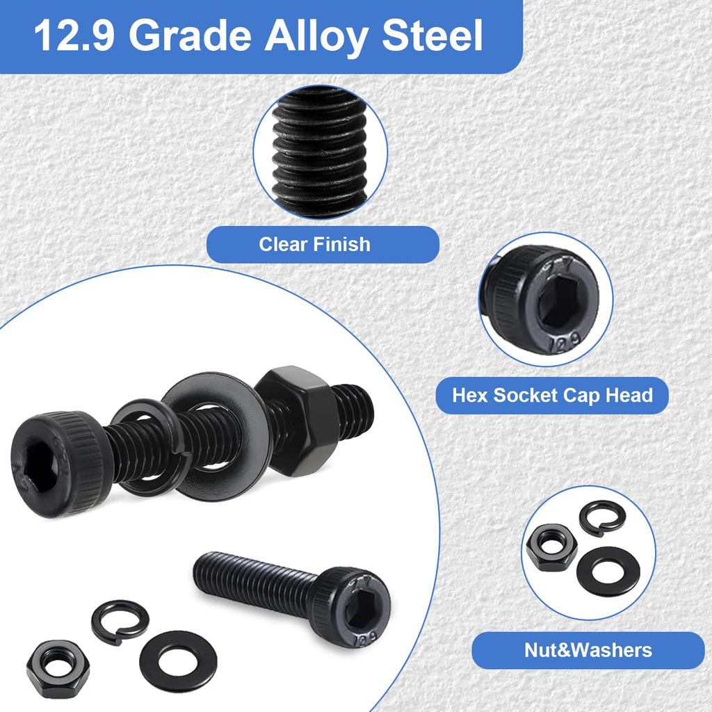520Pcs M4 Screw Kit, Hex Socket Head Cap M4 Screws, M4 Bolts Nuts Washers