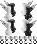 Ball Lock Keg Connectors – 4 Pairs Corny Keg Quick Disconnect Set | No Leakage, 1/4" Beer & 5/16" Gas Barb, 8x Spare