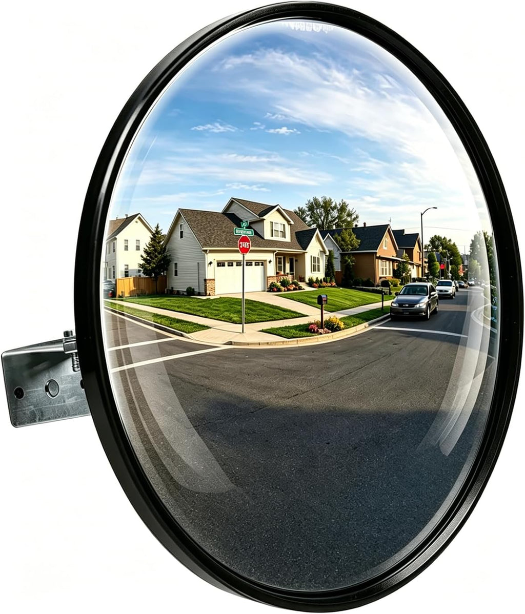 12" Convex Safety Mirror– 180° Adjustable Wide Angle Acrylic Traffic Mirror for Driveway, Garage & Warehouse