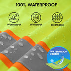Reflective Rain Coat, Waterproof ANSI Class 3 Hi Vis Trench Coat