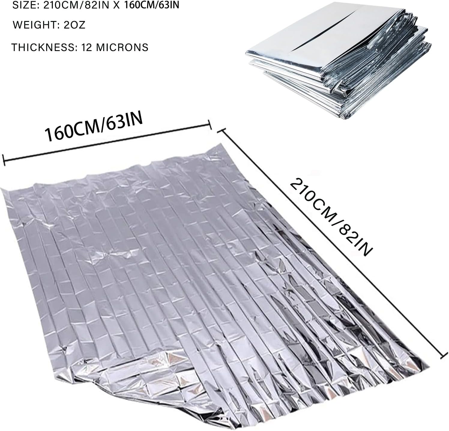 Emergency Foil Thermal Blanket shelter Survival Reflective Blankets | (Pack of 25) 210 x 160 cm (82" x 63") Perfect