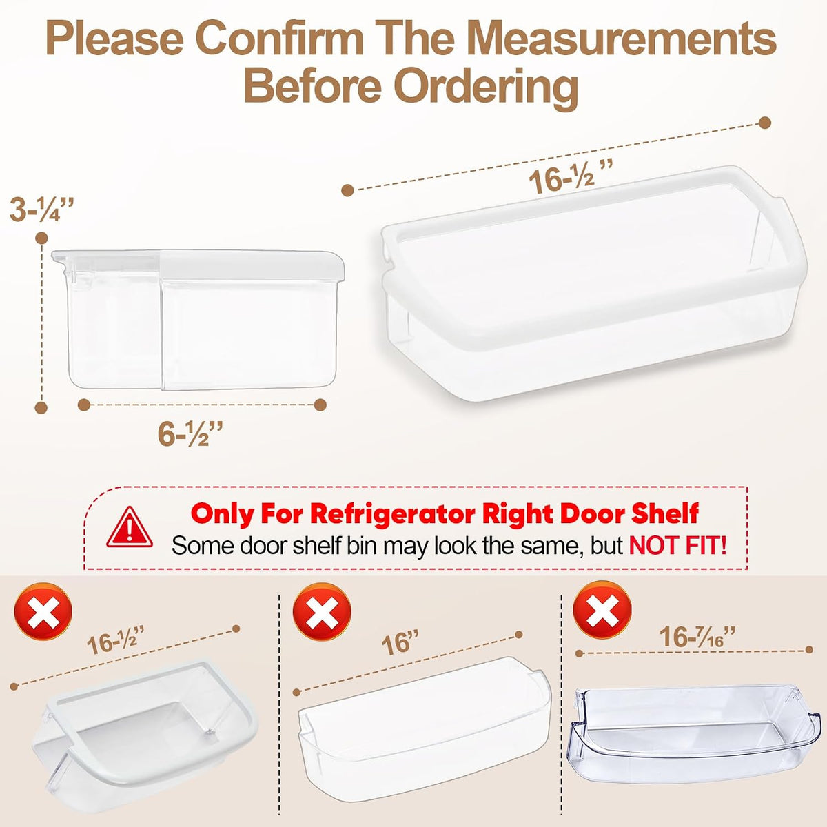 2-Pack ED5LHAXWQ00 ED5LHAXWS07 Right Door Shelf Bin for Whirl-pool Fridge
