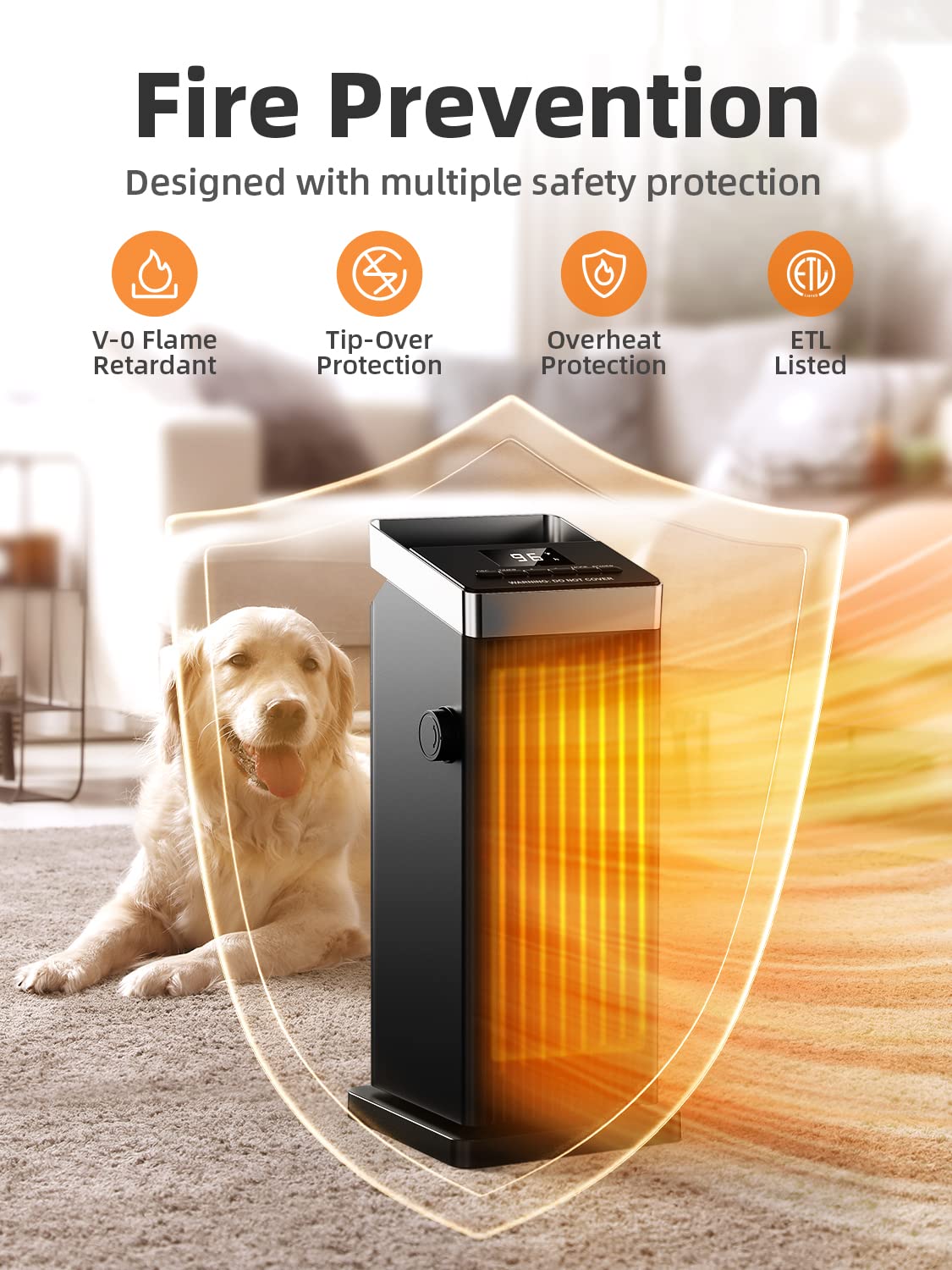 1500W Space Heater for Indoor Use, Ceramic Electric Tower Heater