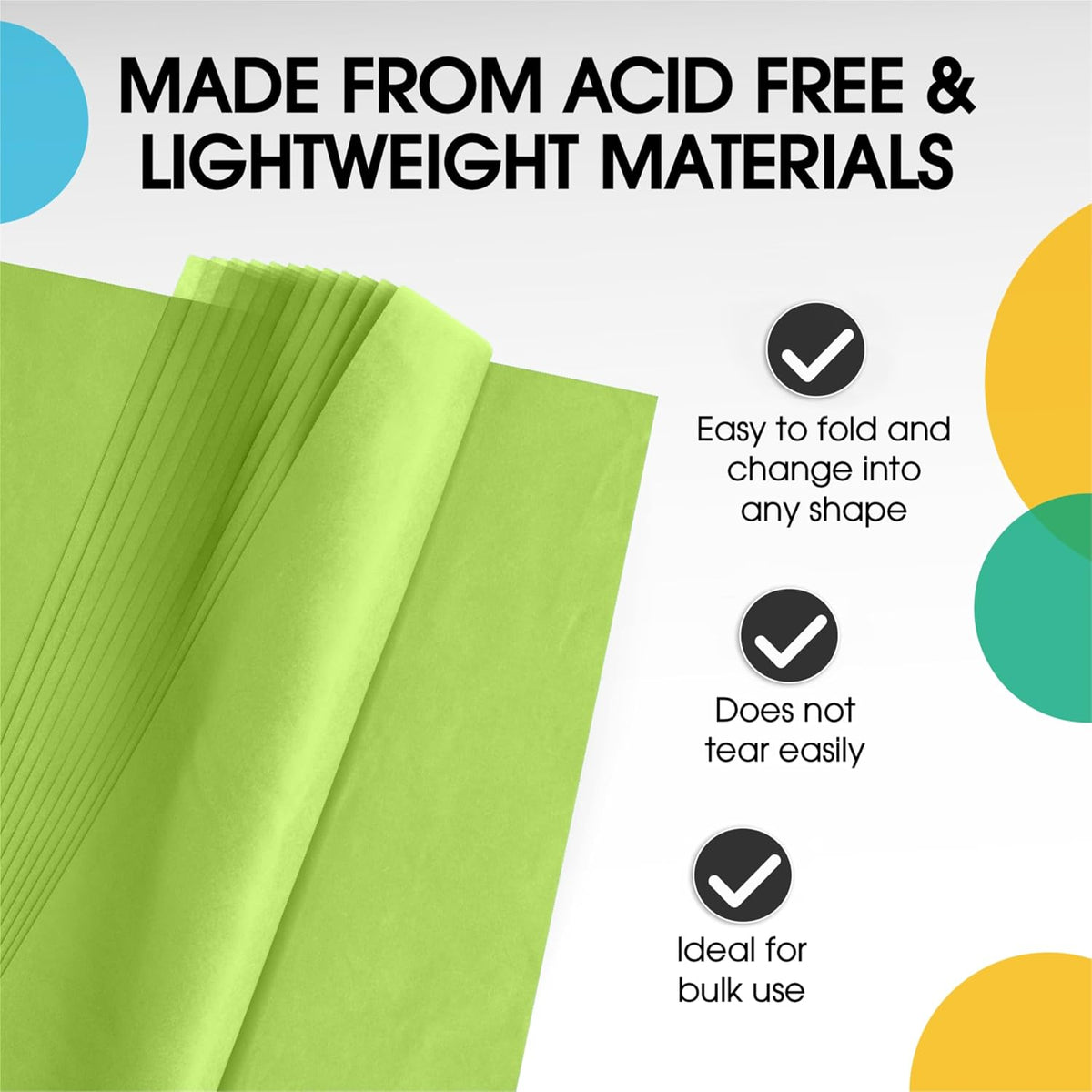 Lime Green Tissue Paper for Gift Bags 15" X 20" 480 Sheets