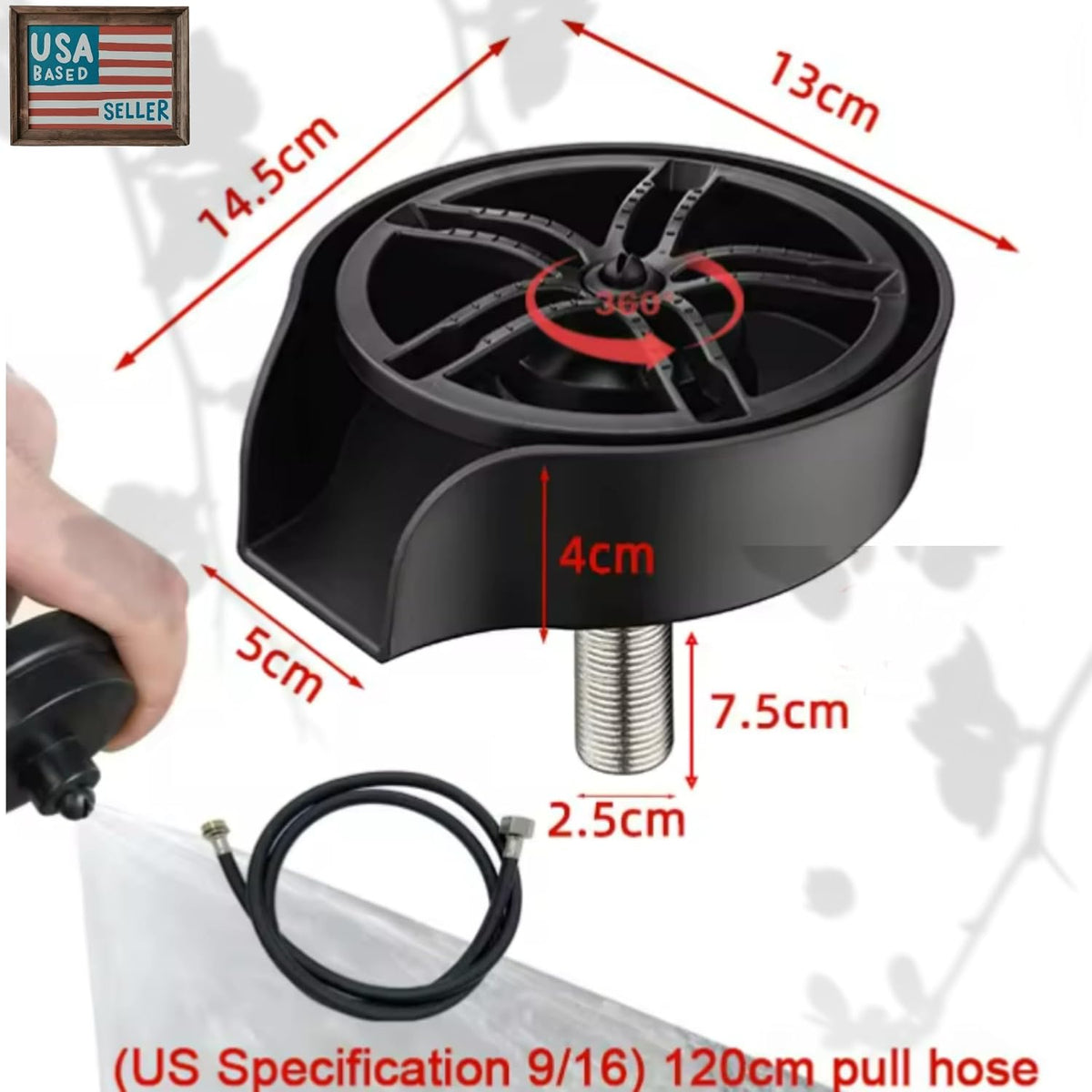 2-in-1 Glass Rinser & Sink Sprayer Attachment – High Pressure Cup Washer for Kitchen Sink – Matte Black Bottle