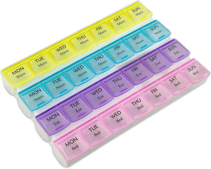 Weekly Pill Organizer with 28 Compartments, by MEDca