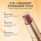 3 Color Matte Gradient Glitter Eyeshadow Stick Cream Shimmer Eye Shadow, 07