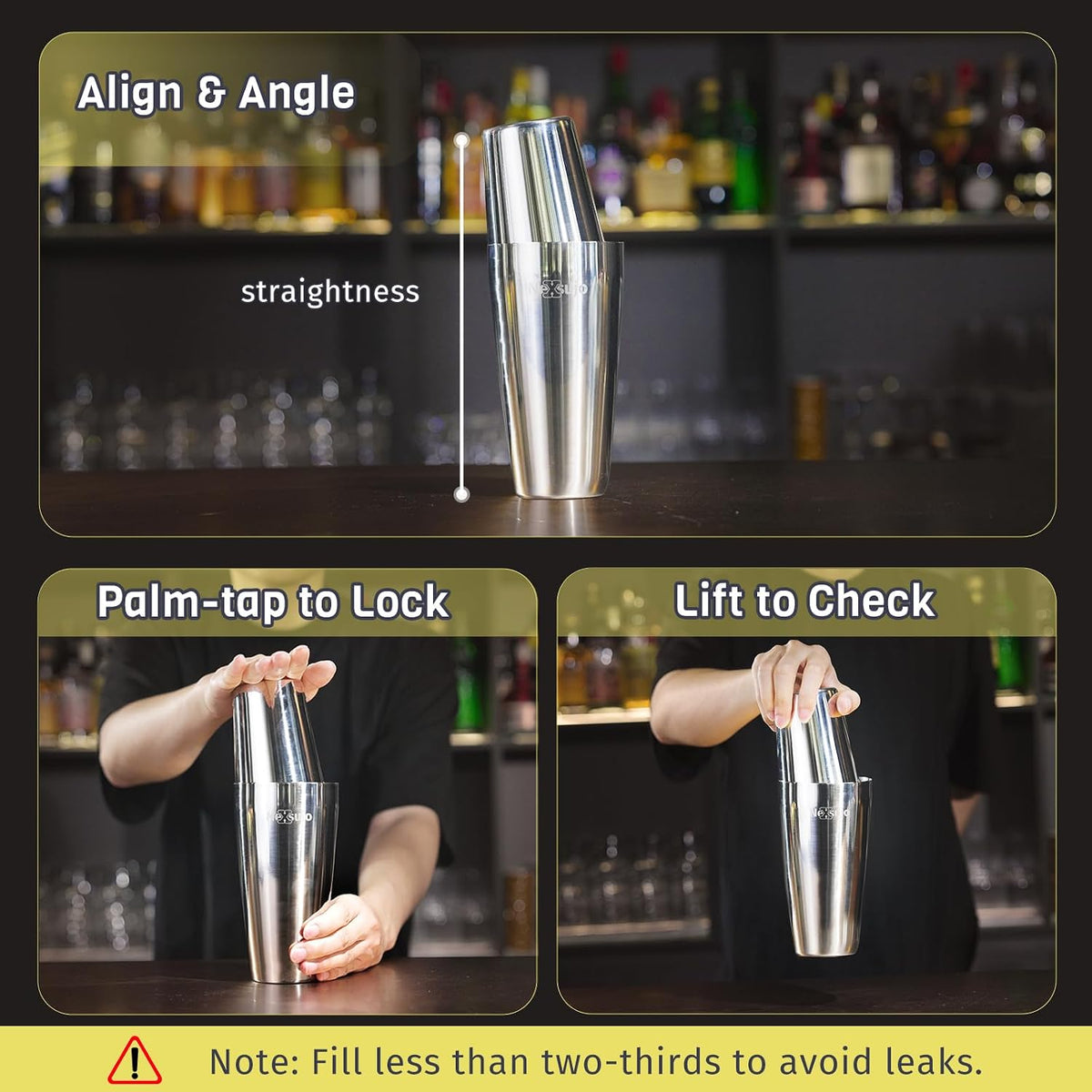 Boston Cocktail Shaker Set, 4-Piece Bar Tools Set, Ideal for Bar