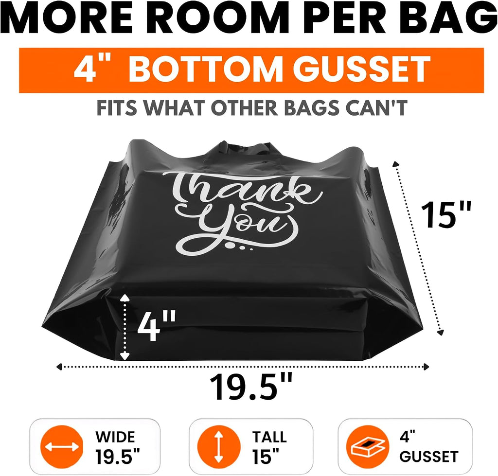 19x15 Large Thank You Bags for Small Business - Shopping Bags with Handles