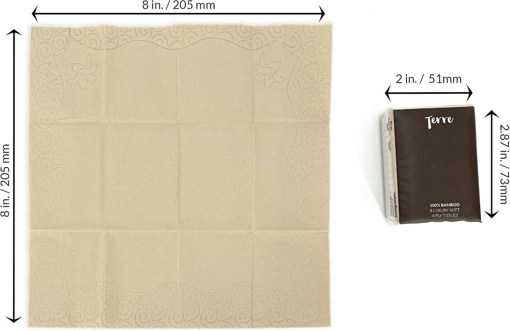 Bamboo Pocket Tissues | 10 Pack (80 Tissues Total) | 4-Ply Unbleached Facial Tissues | Hypoallergenic & Tree-Free |