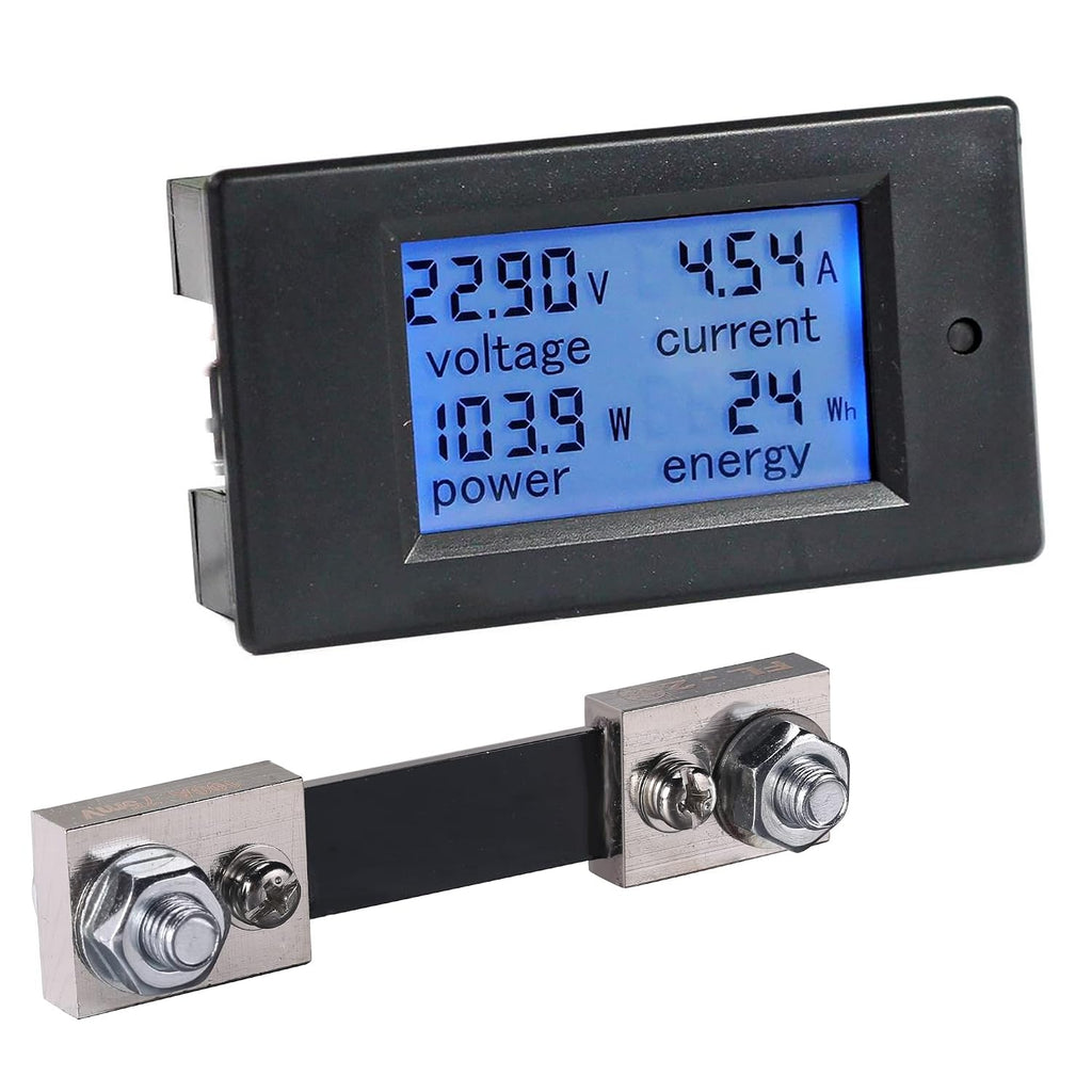 DC 8-100V 0-100A Amp Meter Voltmeter Battery Monitor with 100A Shunt | LCD Energy Monitor | Real-Time Power