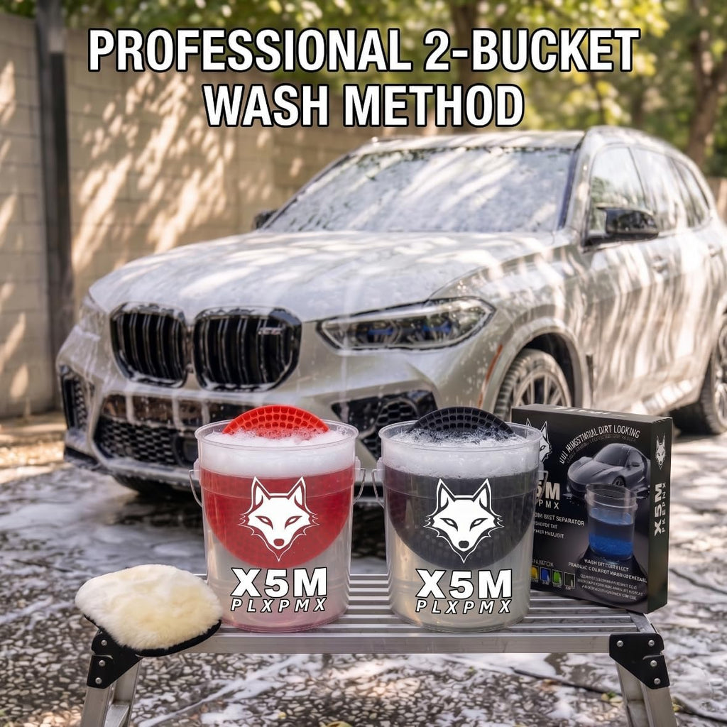 10.4" Car Wash Bucket Insert Fits 3.5-5 Gallon (2-Pack, Red) | Heavy-Duty 10.6 oz Grit Trap & Sediment Separator, 297