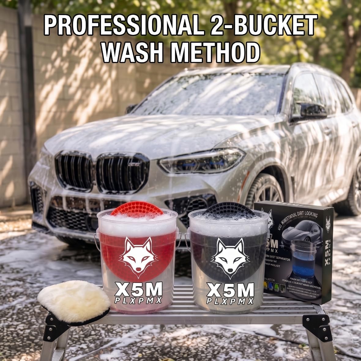10.4" Car Wash Bucket Insert Fits 3.5-5 Gallon (2-Pack, Red) | Heavy-Duty 10.6 oz Grit Trap & Sediment Separator, 297