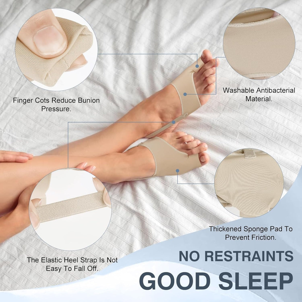 2PCS Bunion Corrector for Women & Men, Big Toe Straightener with Splint & Pads, Comfortable & Breathable for