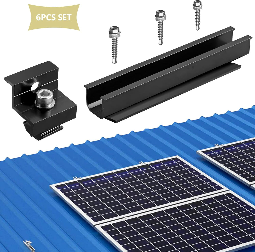 Solar Panel Roof Mounting Kit, 7.87" Aluminium Solar Rail & Clamps | Solar Panel Bracket For Thickness 30/35mm Panel