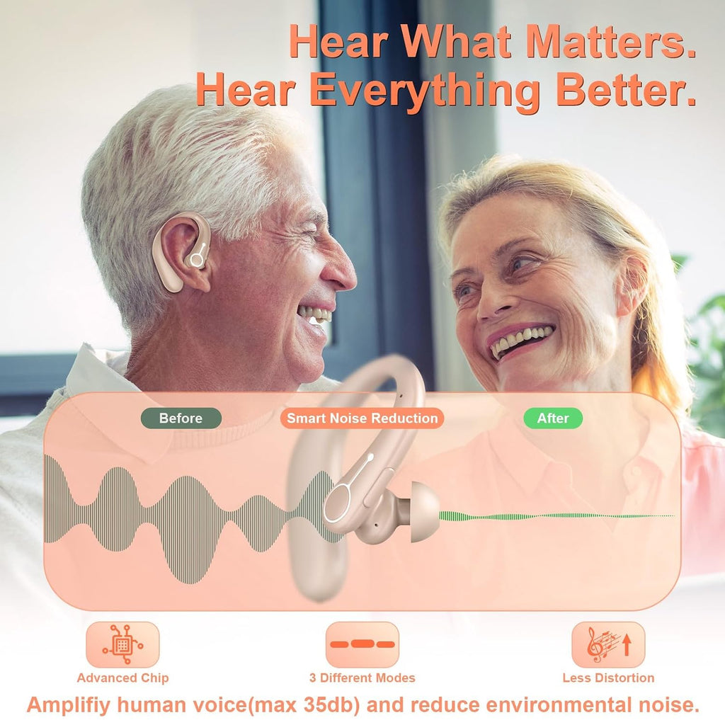 Hearing Aids, Hearing Aids for Seniors with Bluetooth, Rechargeable Hearing Aid with Noise Cancellation, 5-Level