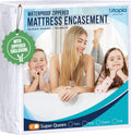 Mattress Protector Zippered Super Queen Size, 100% Waterproof Bed Bug and Dust Mite Proof Mattress Encasement