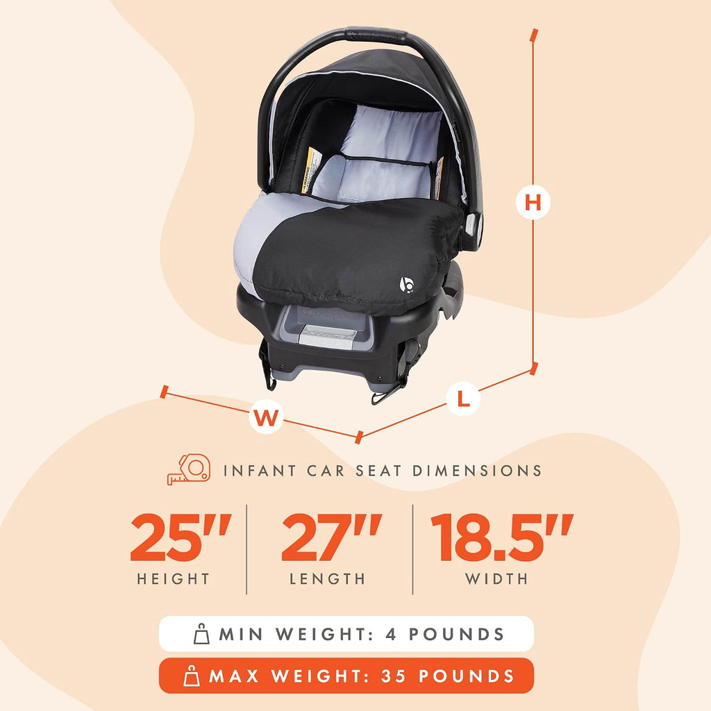 Ally Newborn Baby Infant Car Seat Carrier Travel System with Harness and Extra Cozy Cover for Babies Up to 35 Pounds