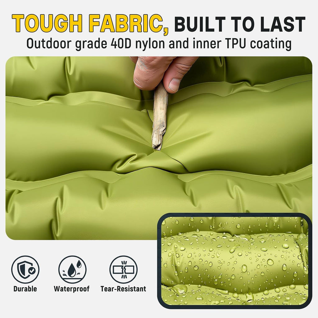 Sleeping Pad for Camping, Built-in Pump with Pillow | Waterproof, Air Mattress for Backpacking, Hiking, Tent