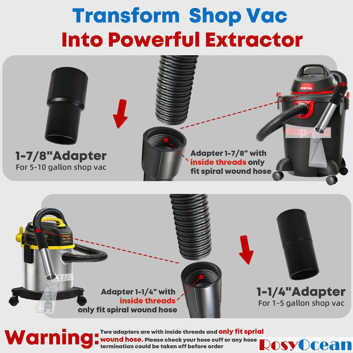 RosyOcean View Vacuum Wand Accessory for Carpet Upholstery Cleaning