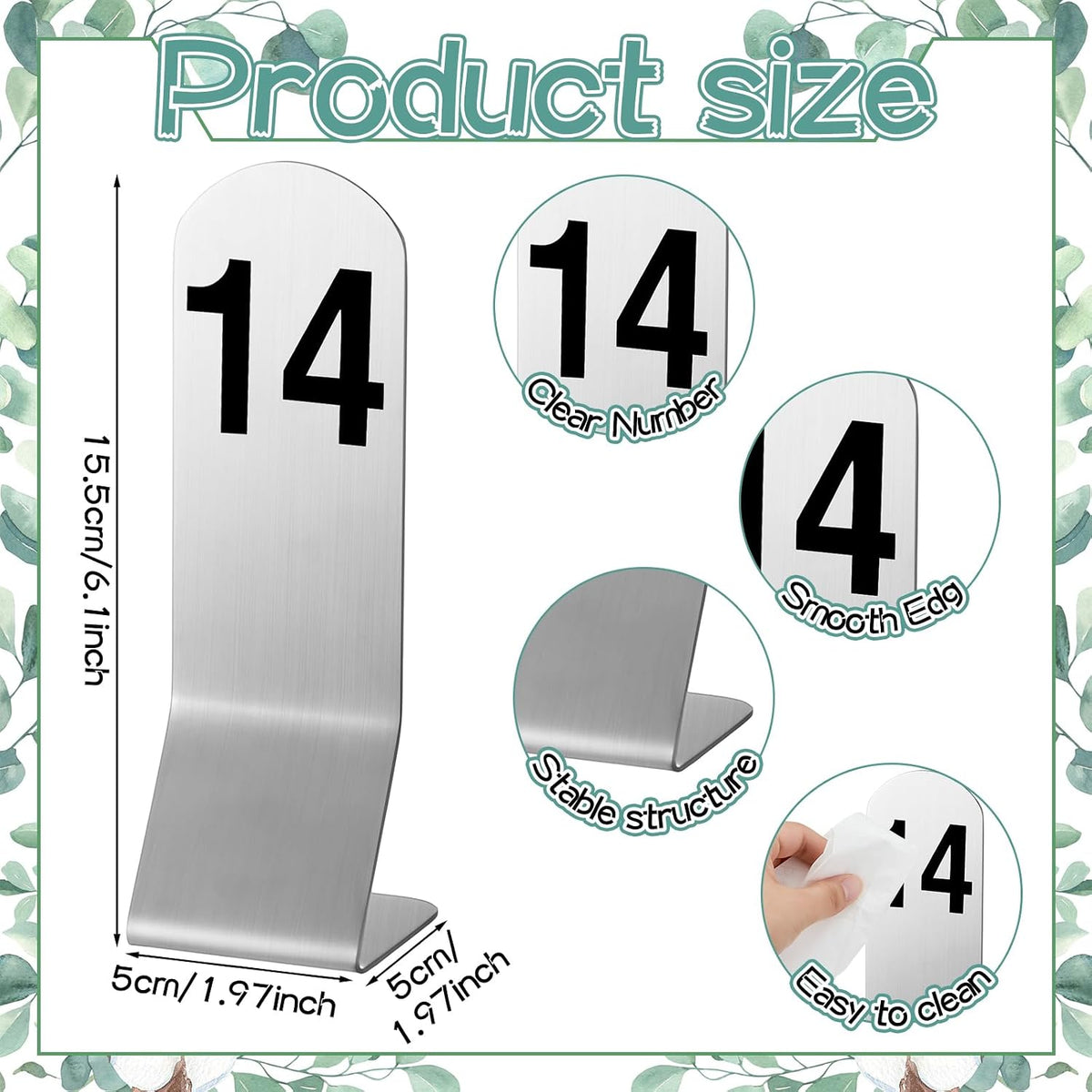 1-25 Table Numbers Sliver Z Stand, Double Sided Steel Stands