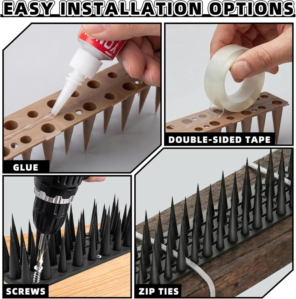 Bird Spikes, 24 Pack, 33.5 FT Total Coverage, Outdoor Bird Deterrent for Pigeons and Small Birds, Helps Keep Cats and