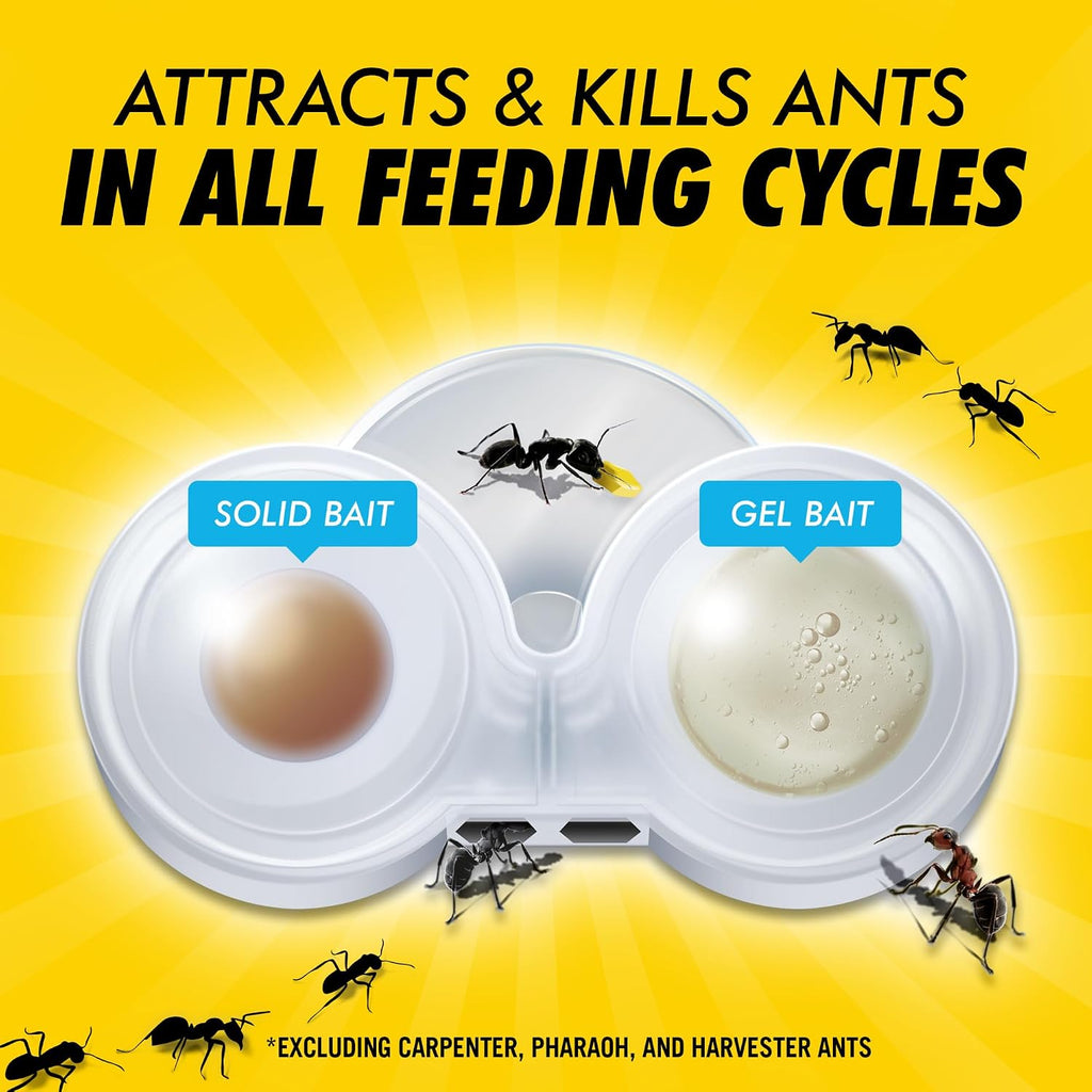 Max 2in1 Ant Bait Station, Indoor & Outdoor Use, 4 Count | Destroys entire ant colony, dual formula for sugar and