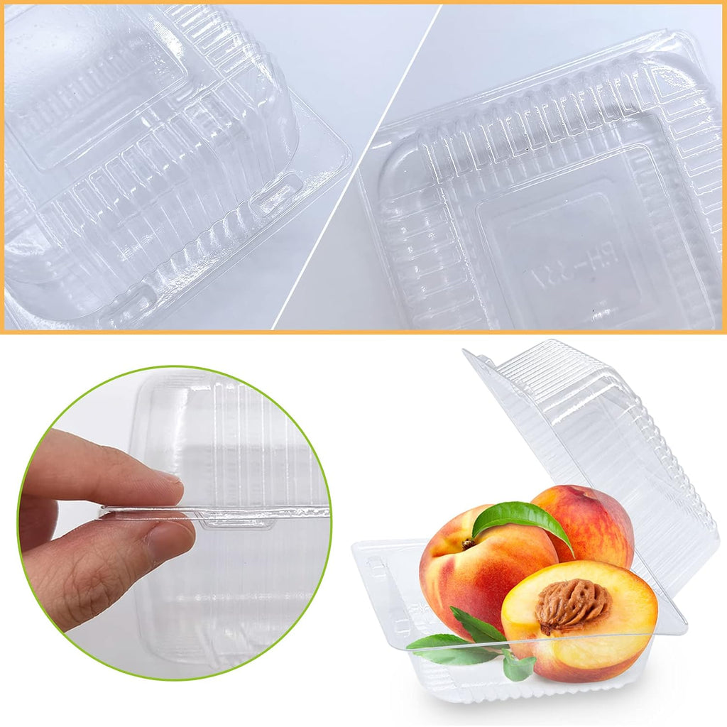 100 Pack Clear Plastic Take Out Container,Square Hinged Food Container,Dessert Clamshell Containers with Lids for